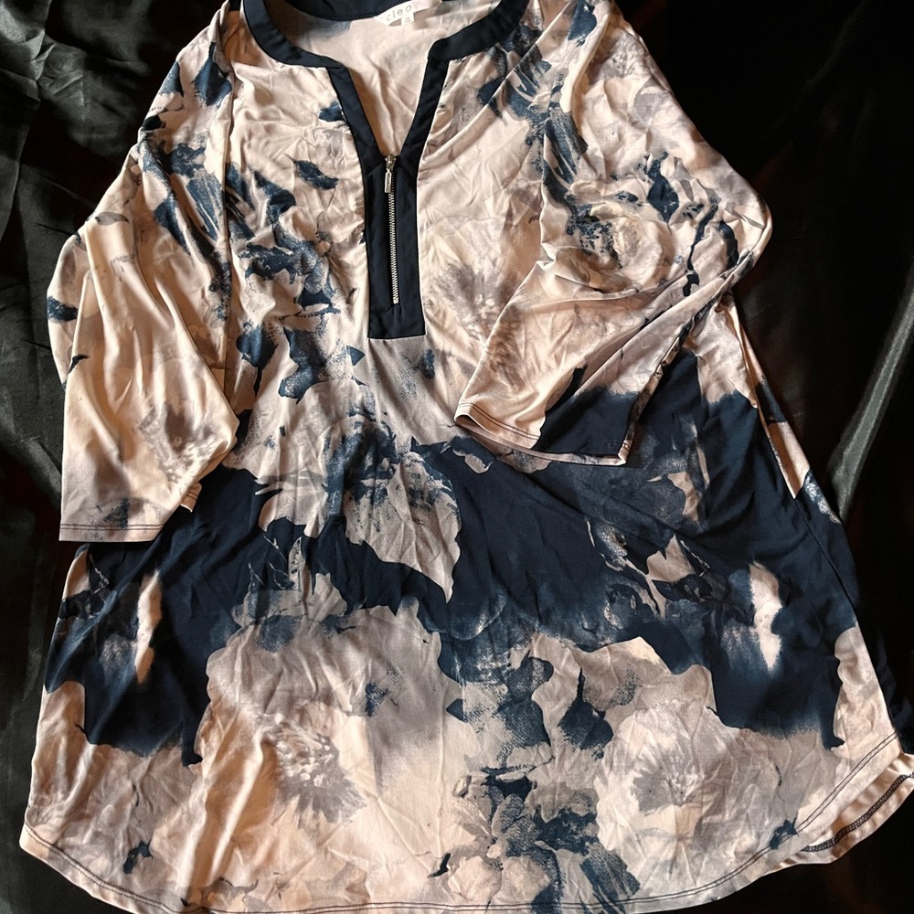 Cleo Navy and Cream Floral Tunic